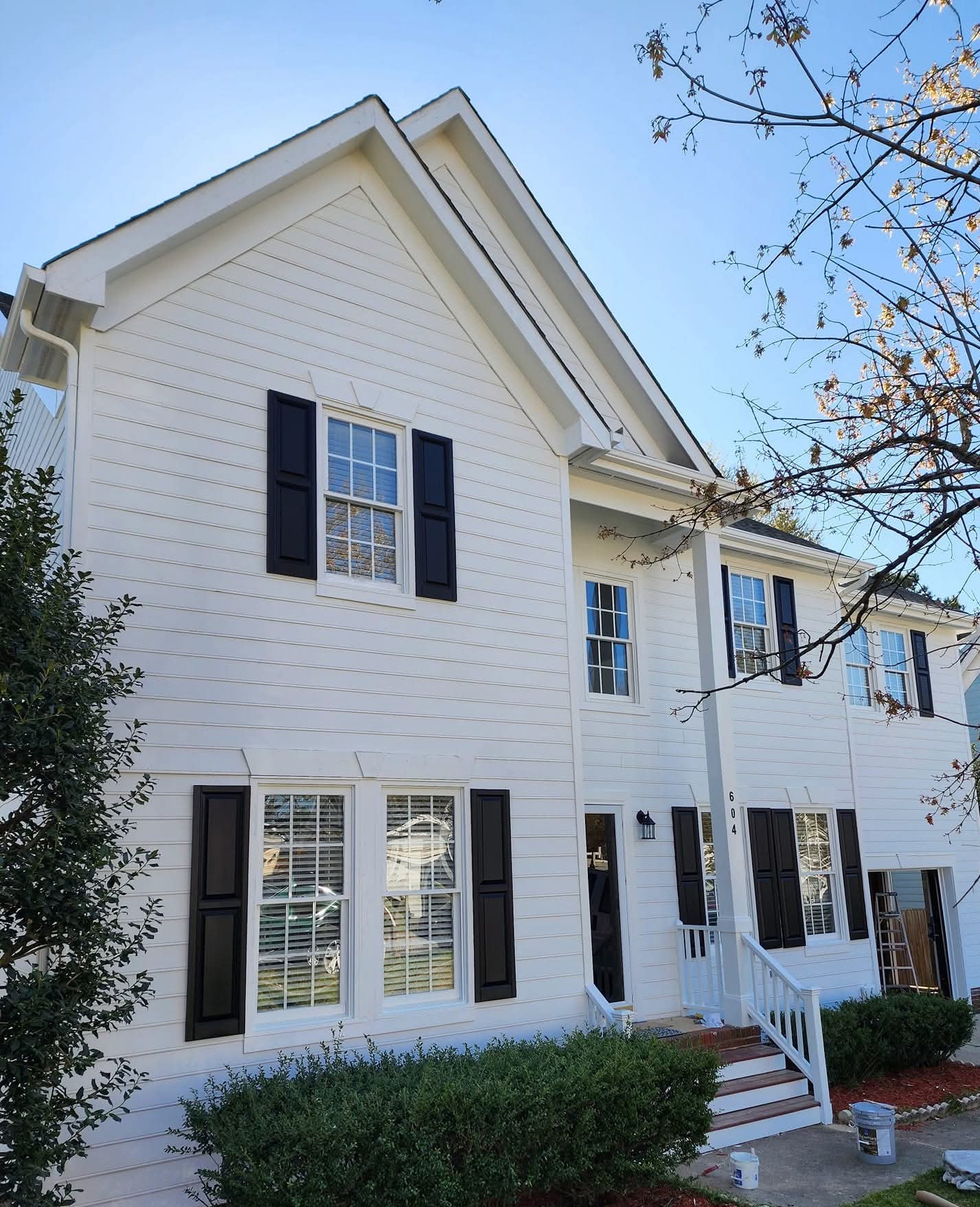 Paint roller and ladder ready for finishing work